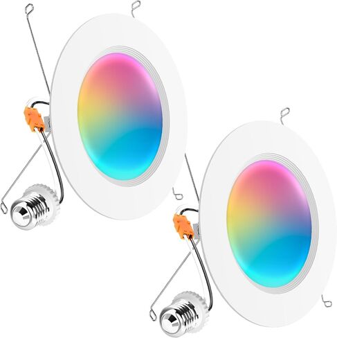 Sunco 4 عبوات LED مجوفة 6 بوصات، مصابيح RGBW الذكية لتغيير الألوان، سطوع عالي 1200 LM، 14 وات، تركيب تحديثي، متوافق مع Amazon Alexa وGoogle Assistant - UL in Kuwait