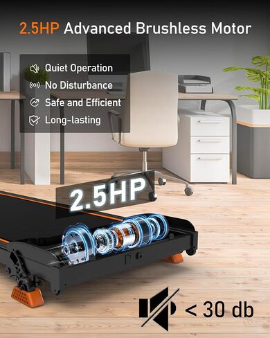 Walking Pad Under Desk Treadmill for Home and Office, Portable Small Treadmill 2.5HP Super Quiet Brushless Motorized Walking Jogging Running Machine with Remote Control in Saudi Arabia