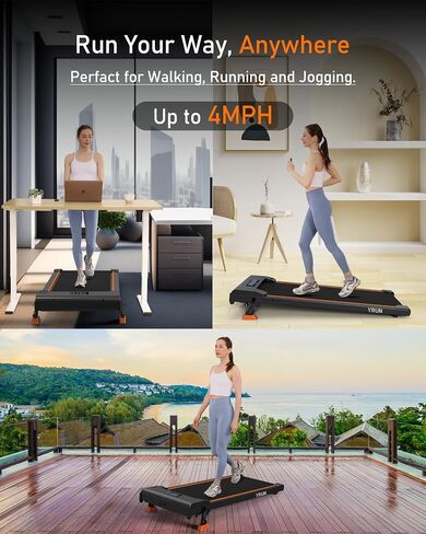 Walking Pad Under Desk Treadmill for Home and Office, Portable Small Treadmill 2.5HP Super Quiet Brushless Motorized Walking Jogging Running Machine with Remote Control in Saudi Arabia