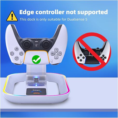 Charging Dock Station for Playstation Portal and PS5 Controller, 3-in-1 Charging Stand for PS Portal Remote Player with 14 RGB Light and Type-C Cable, Stand Holder for PS Portal - White in Saudi Arabia