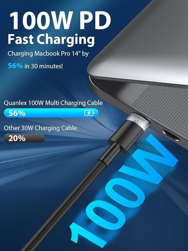 100W Retractable Multi Charging Cable, 6 in 1 Retractable iPhone Charger, 100W Fast Charging USB-C/A to Lightning/USB-C/Micro Retractable USB-C Cable for iPhone 15 14/iPad Pro 2024/Samsung, 4ft in Saudi Arabia