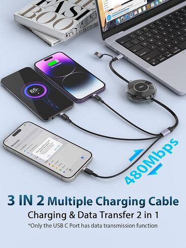 100W Retractable Multi Charging Cable, 6 in 1 Retractable iPhone Charger, 100W Fast Charging USB-C/A to Lightning/USB-C/Micro Retractable USB-C Cable for iPhone 15 14/iPad Pro 2024/Samsung, 4ft in Saudi Arabia