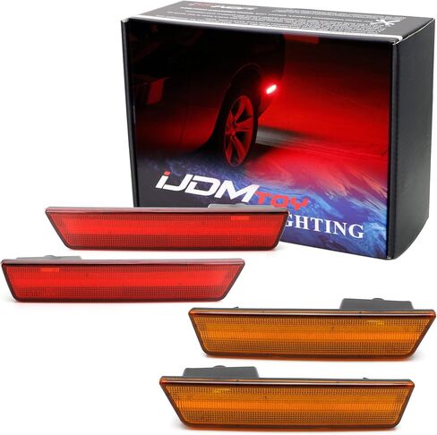 iJDMTOY (4 مصابيح LED للعدسات المدخنة متوافقة مع دودج تشالنجر 2008-2014، تتضمن (2) مصباح LED كهرماني أمامي و(2) مصباح LED أحمر خلفي in Saudi Arabia
