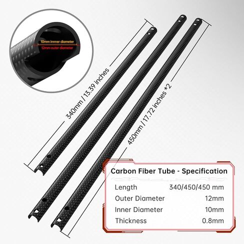 Voron 2.4 R2 Carbon Fiber Tube Kit for Y-Axis, Voron 2.4 Extrusion Frame Upgrade, CNC Machining, Voron 2.4 350MM 3D Printer Y-Gantry Upgrade, Lightweight High-Precision in Saudi Arabia