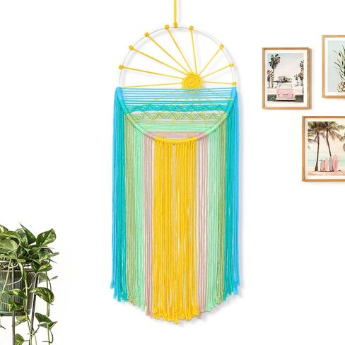 MEIVINES Macrame Wall Hanging, 11.8x27.6 Inches Boho Wall Decor, Sun Tapestry Wall Art Dream Catchers, Woven Hanging Tapestry Tassels Handmade Colorful Tapestry for Bedroom Living Room Nursery Apartment in Saudi Arabia
