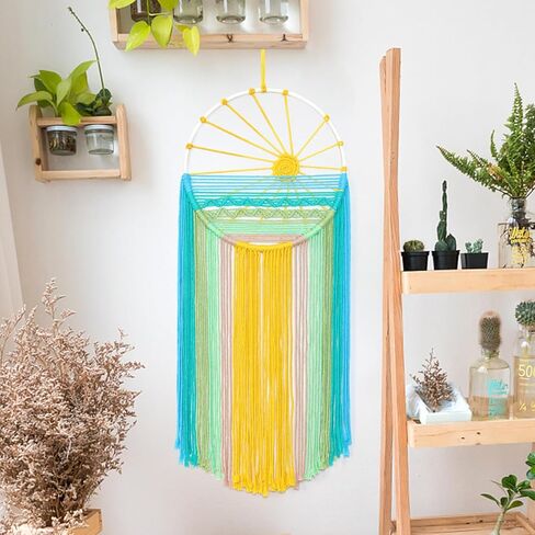 MEIVINES Macrame Wall Hanging, 11.8x27.6 Inches Boho Wall Decor, Sun Tapestry Wall Art Dream Catchers, Woven Hanging Tapestry Tassels Handmade Colorful Tapestry for Bedroom Living Room Nursery Apartment in Saudi Arabia