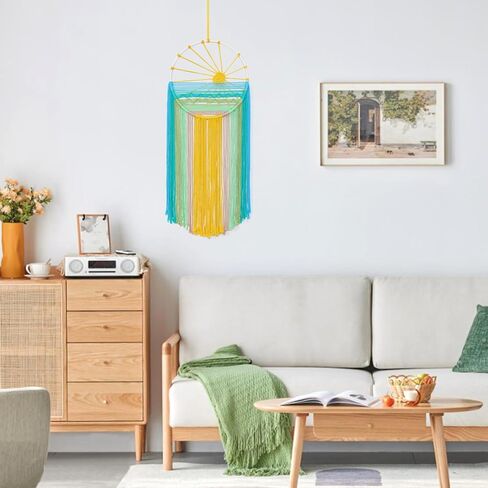 MEIVINES Macrame Wall Hanging, 11.8x27.6 Inches Boho Wall Decor, Sun Tapestry Wall Art Dream Catchers, Woven Hanging Tapestry Tassels Handmade Colorful Tapestry for Bedroom Living Room Nursery Apartment in Saudi Arabia
