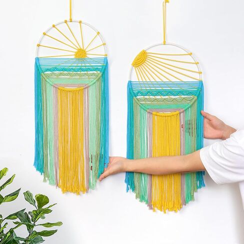 MEIVINES Macrame Wall Hanging, 11.8x27.6 Inches Boho Wall Decor, Sun Tapestry Wall Art Dream Catchers, Woven Hanging Tapestry Tassels Handmade Colorful Tapestry for Bedroom Living Room Nursery Apartment in Saudi Arabia