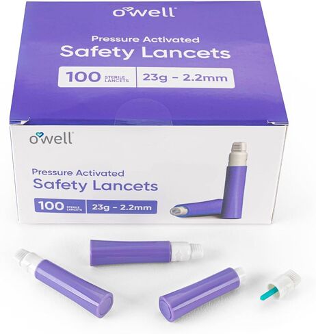 Disposable Safety Lancets for Diabetes Testing – 30G x 1.5mm, Preloaded Sterile Lancet Needles – Compact Keto & Diabetic Lancets with a Twist-Off Lid for Easy Blood Testing Anywhere by OWELL, 100 Ct. in Saudi Arabia