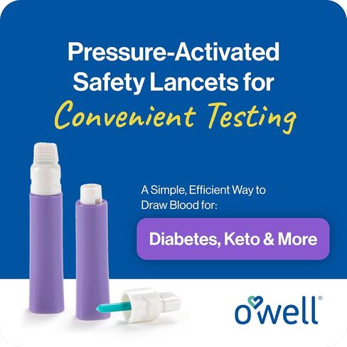 Disposable Safety Lancets for Diabetes Testing – 30G x 1.5mm, Preloaded Sterile Lancet Needles – Compact Keto & Diabetic Lancets with a Twist-Off Lid for Easy Blood Testing Anywhere by OWELL, 100 Ct. in Saudi Arabia