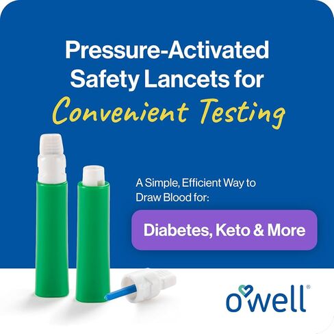 مشارط أمان يمكن التخلص منها لاختبار مرض السكري - 30 جم × 1.5 مم، إبر معقمة محملة مسبقًا - مشارط كيتو ومشارط مرضى السكري مع غطاء ملتوي لسهولة اختبار الدم في أي مكان بواسطة OWELL، 100 قيراط. in Kuwait