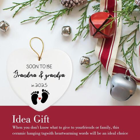 Expecting Parents to Be Unique Gifts We're Expecting Coming 2025 Ceramic Ornament Keepsake Sign Heart Plaque Baby Announcement Gifts Coming Soon Baby Announcement Christmas Ornament in Saudi Arabia