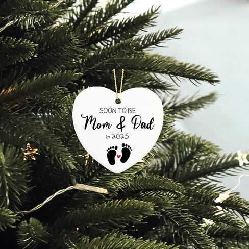 Expecting Parents to Be Unique Gifts We're Expecting Coming 2025 Ceramic Ornament Keepsake Sign Heart Plaque Baby Announcement Gifts Coming Soon Baby Announcement Christmas Ornament in Kuwait