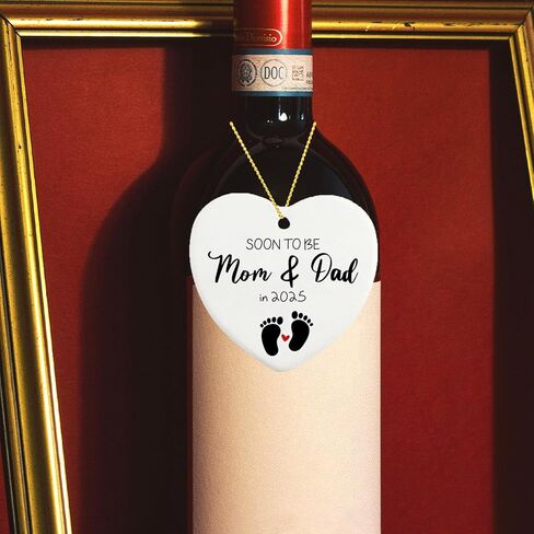 Expecting Parents to Be Unique Gifts We're Expecting Coming 2025 Ceramic Ornament Keepsake Sign Heart Plaque Baby Announcement Gifts Coming Soon Baby Announcement Christmas Ornament in Kuwait