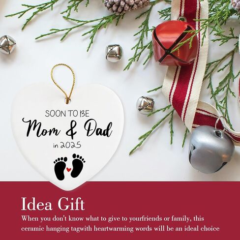 Expecting Parents to Be Unique Gifts We're Expecting Coming 2025 Ceramic Ornament Keepsake Sign Heart Plaque Baby Announcement Gifts Coming Soon Baby Announcement Christmas Ornament in Kuwait