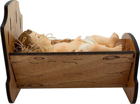 Baby Jesus in Manger | Perfect for Indoor Nativity Scene | Traditional Religious Christmas Decoration | Wooden Manger with Removable Baby Jesus | Great Gift | Choose from 3 Sizes (Large) in Saudi Arabia