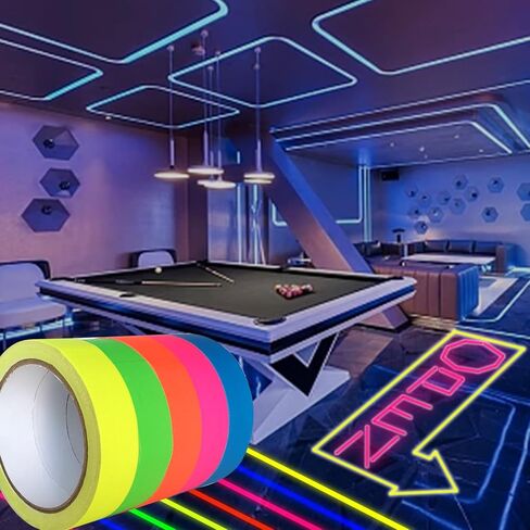 Glow in The Dark Neon Fluorescent UV Tape Black Light Luminous Tape Luminous Tape,Suitable for Halloween Decorations Steps,Outdoor,Party,Bar Night Decoration（ 1inch * 32ft） in Saudi Arabia