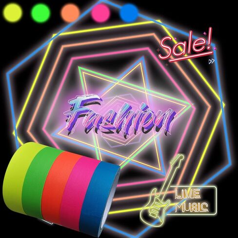 Glow in The Dark Neon Fluorescent UV Tape Black Light Luminous Tape Luminous Tape,Suitable for Halloween Decorations Steps,Outdoor,Party,Bar Night Decoration（ 1inch * 32ft） in Saudi Arabia