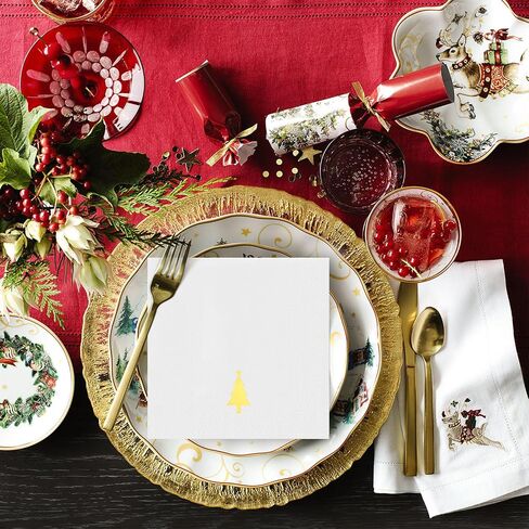 Horaldaily 100 Christmas Disposable Paper Decorative Guest Napkins, Gold Foil Christmas Pine Tree Hand Towel for Party Lunch Dinner Kitchen Bathroom in Saudi Arabia