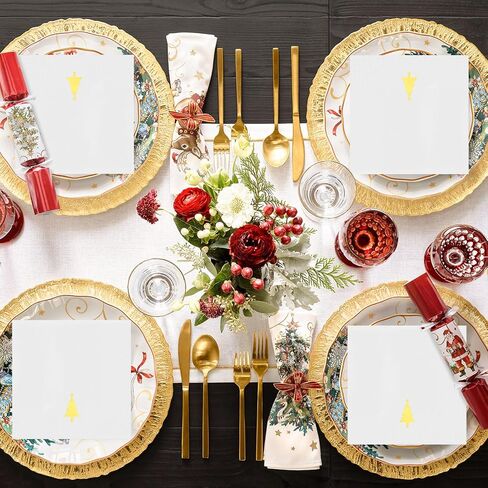Horaldaily 100 Christmas Disposable Paper Decorative Guest Napkins, Gold Foil Christmas Pine Tree Hand Towel for Party Lunch Dinner Kitchen Bathroom in Saudi Arabia