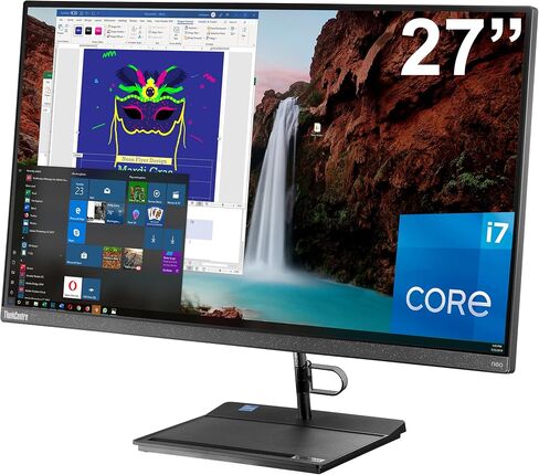 Lenovo ThinkCentre Neo 30a All-in-One 27" IPS FHD Computer, Intel i5-12450H, 32GB RAM, 1TB NVMe SSD, WiFi, Bluetooth, Webcam, DVDRW, Windows 11 Pro, Black, Gen 3 AIO Desktop in Saudi Arabia