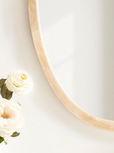 Kate and Laurel Hogan Farmhouse Oval Framed Wall Mirror, 18 x 24, Natural Rustic, Decorative Traditional Wood Mirror with Soft Curvature and Oval Shape in Saudi Arabia