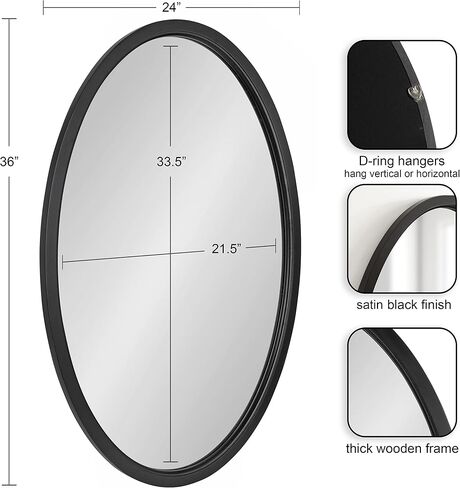 Kate and Laurel Hogan Farmhouse Oval Framed Wall Mirror, 18 x 24, Natural Rustic, Decorative Traditional Wood Mirror with Soft Curvature and Oval Shape in Saudi Arabia