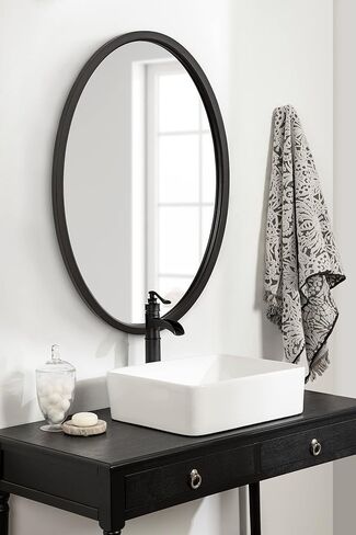 Kate and Laurel Hogan Farmhouse Oval Framed Wall Mirror, 18 x 24, Natural Rustic, Decorative Traditional Wood Mirror with Soft Curvature and Oval Shape in Saudi Arabia