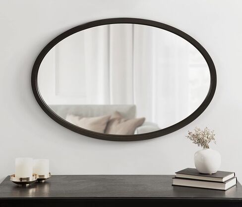 Kate and Laurel Hogan Farmhouse Oval Framed Wall Mirror, 18 x 24, Natural Rustic, Decorative Traditional Wood Mirror with Soft Curvature and Oval Shape in Saudi Arabia