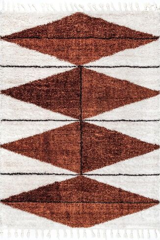 سجادة منطقة NuLOOM Kali هندسية مقاس 4×6 لغرفة المعيشة وغرفة النوم وغرفة الطعام وغرفة الأطفال والمطبخ، صدأ/عاجي in Saudi Arabia