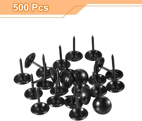 uxcell Upholstery Tack Nail Pins Furniture, 500Pcs 11x17mm Thumb Tack Pins Assortment Kit Carbon Steel for Home Sofa DIY Decorative Nail Heads Nails, Black in Saudi Arabia