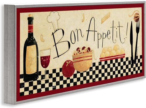 لوحة حائط للمطبخ من Stupell Home Décor Bon Appetit، مقاس 7 × 0.5 × 17، صُنعت بفخر في الولايات المتحدة الأمريكية in Saudi Arabia
