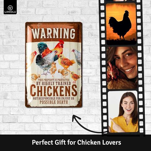Funny Chicken Coop Signs for outside, Beware of Chicken, Chickens Decor for Coop & Outdoor, Chicken Lover Gifts, Metal Chicken Signs, Chicken Coop Decorations 12x8" in Saudi Arabia