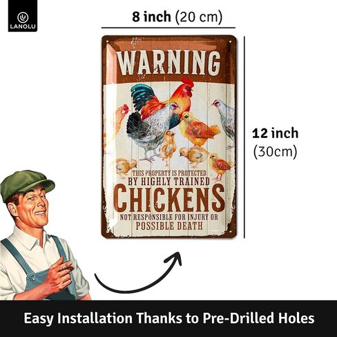 Funny Chicken Coop Signs for outside, Beware of Chicken, Chickens Decor for Coop & Outdoor, Chicken Lover Gifts, Metal Chicken Signs, Chicken Coop Decorations 12x8" in Saudi Arabia