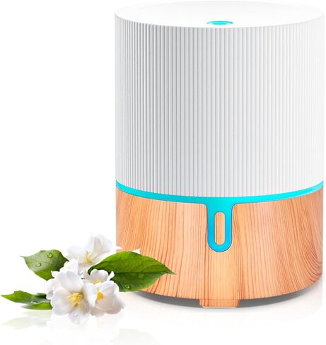 موزع روائح الزيوت العطرية من السيراميك، موزع روائح كهربائية للعلاج بالروائح العلاجية، موزع زيوت عطرية مع 7 ألوان LED/موزع روائح أوتوماتيكي بدون ماء للمنزل والمكتب 150 مل - أبيض in Kuwait