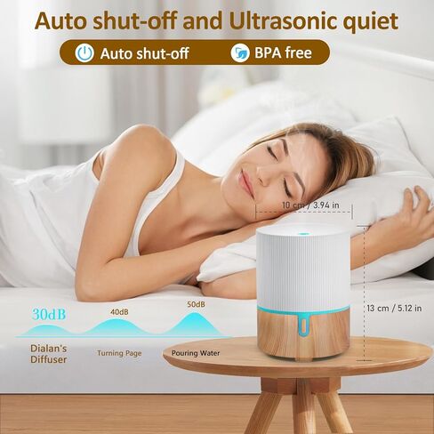 موزع روائح الزيوت العطرية من السيراميك، موزع روائح كهربائية للعلاج بالروائح العلاجية، موزع زيوت عطرية مع 7 ألوان LED/موزع روائح أوتوماتيكي بدون ماء للمنزل والمكتب 150 مل - أبيض in Kuwait