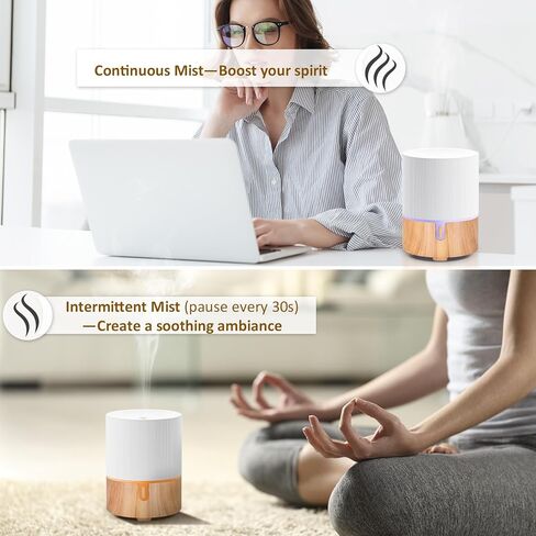 موزع روائح الزيوت العطرية من السيراميك، موزع روائح كهربائية للعلاج بالروائح العلاجية، موزع زيوت عطرية مع 7 ألوان LED/موزع روائح أوتوماتيكي بدون ماء للمنزل والمكتب 150 مل - أبيض in Kuwait