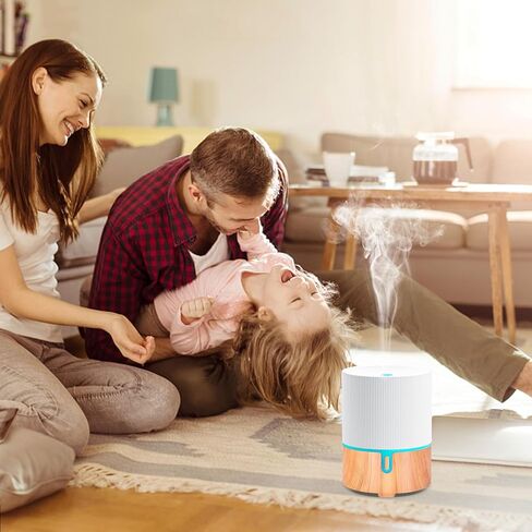 موزع روائح الزيوت العطرية من السيراميك، موزع روائح كهربائية للعلاج بالروائح العلاجية، موزع زيوت عطرية مع 7 ألوان LED/موزع روائح أوتوماتيكي بدون ماء للمنزل والمكتب 150 مل - أبيض in Kuwait