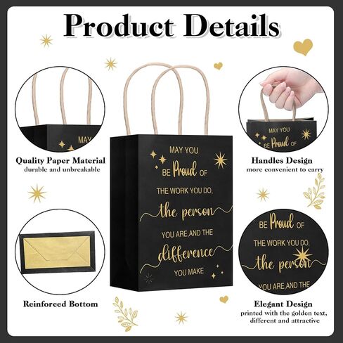 40 قطعة من Gueevin لتقدير الموظفين، أكياس ورقية لهدايا الشكر لزملاء العمل، شكرًا لك هدية عيد ميلاد، هدايا ملهمة لأسبوع CNA، 8 × 6 × 3 بوصات (أزرق) in Kuwait