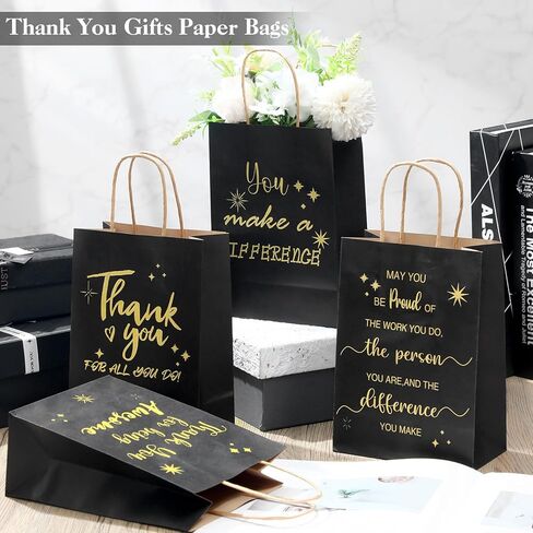 40 قطعة من Gueevin لتقدير الموظفين، أكياس ورقية لهدايا الشكر لزملاء العمل، شكرًا لك هدية عيد ميلاد، هدايا ملهمة لأسبوع CNA، 8 × 6 × 3 بوصات (أزرق) in Kuwait