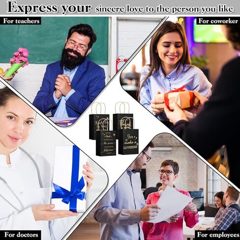 40 قطعة من Gueevin لتقدير الموظفين، أكياس ورقية لهدايا الشكر لزملاء العمل، شكرًا لك هدية عيد ميلاد، هدايا ملهمة لأسبوع CNA، 8 × 6 × 3 بوصات (أزرق) in Kuwait