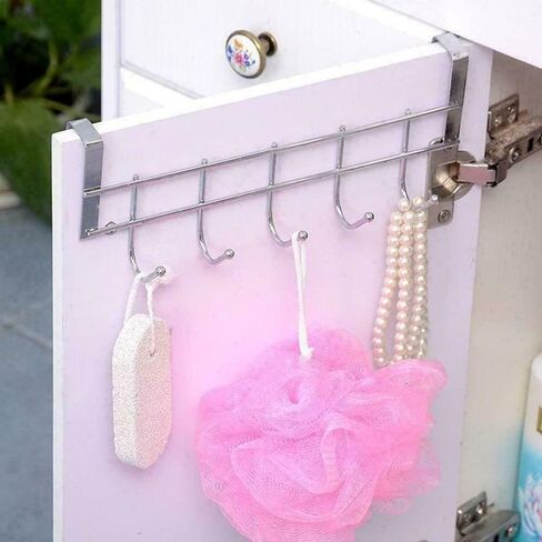 رف اندي الأوركيد فوق الباب 5 خطافات، شماعة مناشف للمعاطف، خطافات باب للمناشف من الفولاذ المقاوم للصدأ، منظم حمام منزلي بسيط وجيد التحمل in Kuwait