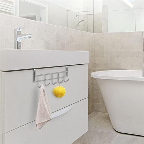 رف اندي الأوركيد فوق الباب 5 خطافات، شماعة مناشف للمعاطف، خطافات باب للمناشف من الفولاذ المقاوم للصدأ، منظم حمام منزلي بسيط وجيد التحمل in Kuwait