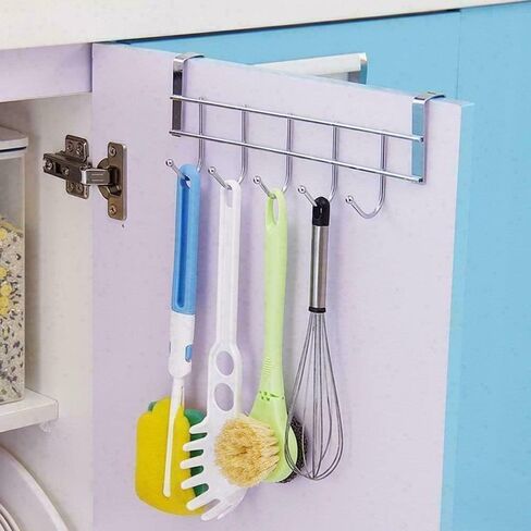 رف اندي الأوركيد فوق الباب 5 خطافات، شماعة مناشف للمعاطف، خطافات باب للمناشف من الفولاذ المقاوم للصدأ، منظم حمام منزلي بسيط وجيد التحمل in Kuwait