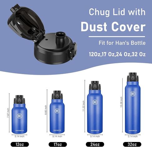 Replacement lid-Compatibility With 12Oz 17Oz 24OZ 32Oz Han's Bottle Insulated Flask (Chug lid) in Saudi Arabia
