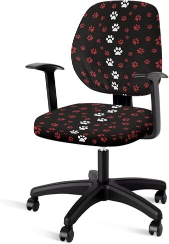 GLENLCWE Purple Dog Paw Print Computer Office Chair Covers 2Piece Stretch High Back Chair Slipcovers for Boss Rotating Chairs for Puppy’s Lover in Kuwait