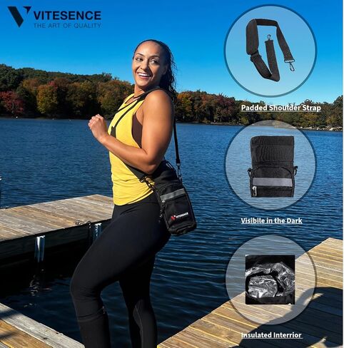 | Water Bottle Holder | Bottle Carrier with Strap | 2 Zippered Pocket Design | Insulated Neoprene Pouch | Reflective Material | Crossbody water bottle for outdoor hiking and camping in Saudi Arabia