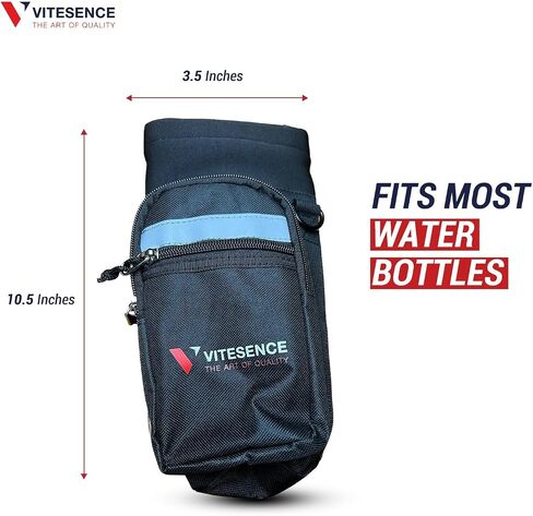 | Water Bottle Holder | Bottle Carrier with Strap | 2 Zippered Pocket Design | Insulated Neoprene Pouch | Reflective Material | Crossbody water bottle for outdoor hiking and camping in Saudi Arabia