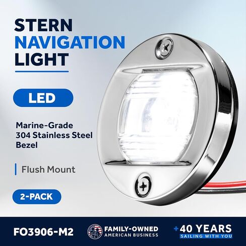 Five Oceans Boat Stern Light - Stern Lights for Boats, LED Marine Rear Boat Light, 3-Inch Flush Transom Mount, 12-Volts - FO3906 in Saudi Arabia