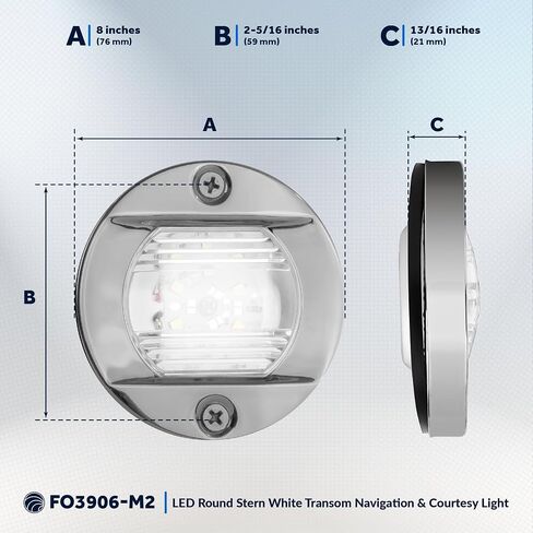 Five Oceans Boat Stern Light - Stern Lights for Boats, LED Marine Rear Boat Light, 3-Inch Flush Transom Mount, 12-Volts - FO3906 in Saudi Arabia